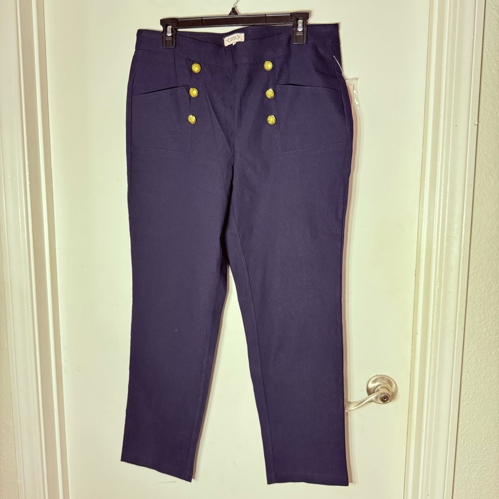 Nanette Lepore Navy High Waist Sailor Pants Women’s Size L NWT